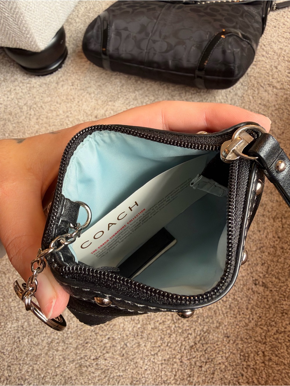 Coach 2008 Metallic Signature Studded Shoulder Bag + Matching Mini Skinny - Picture 6 of 8